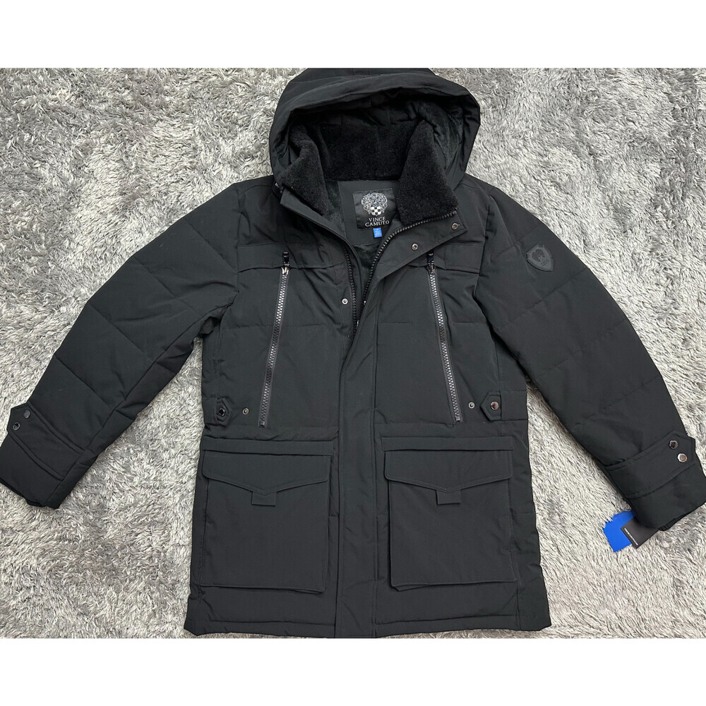 Vince Camuto Men's Faux Down Parka Jacket In Black Size L $595 New NWT